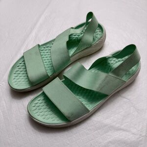 Crocs green sandals size 9